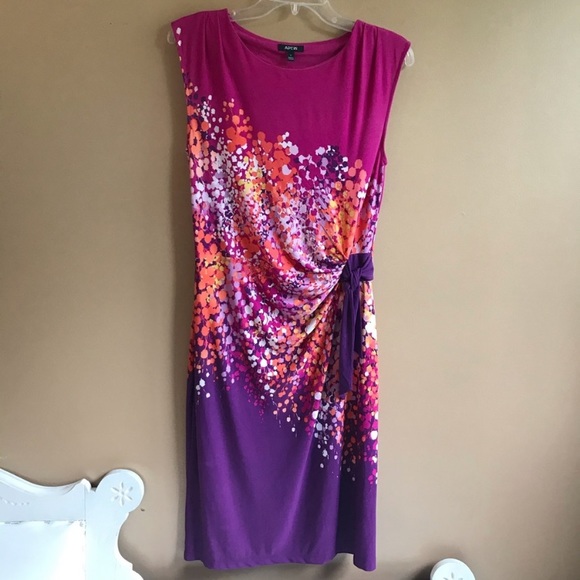 PINK PURPLE ORANGE SLEEVELESS DRESS APT.9 FLOWERS - Picture 2 of 2